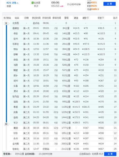 k21次列车,k21次列车途经站点时刻表