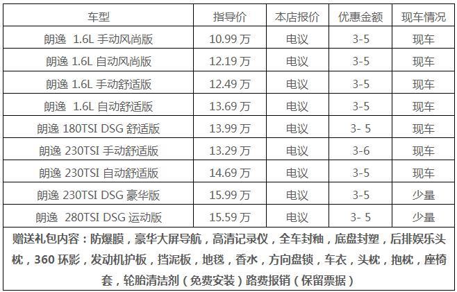 上汽大众新朗逸价格表,上汽大众新朗逸价格表图片